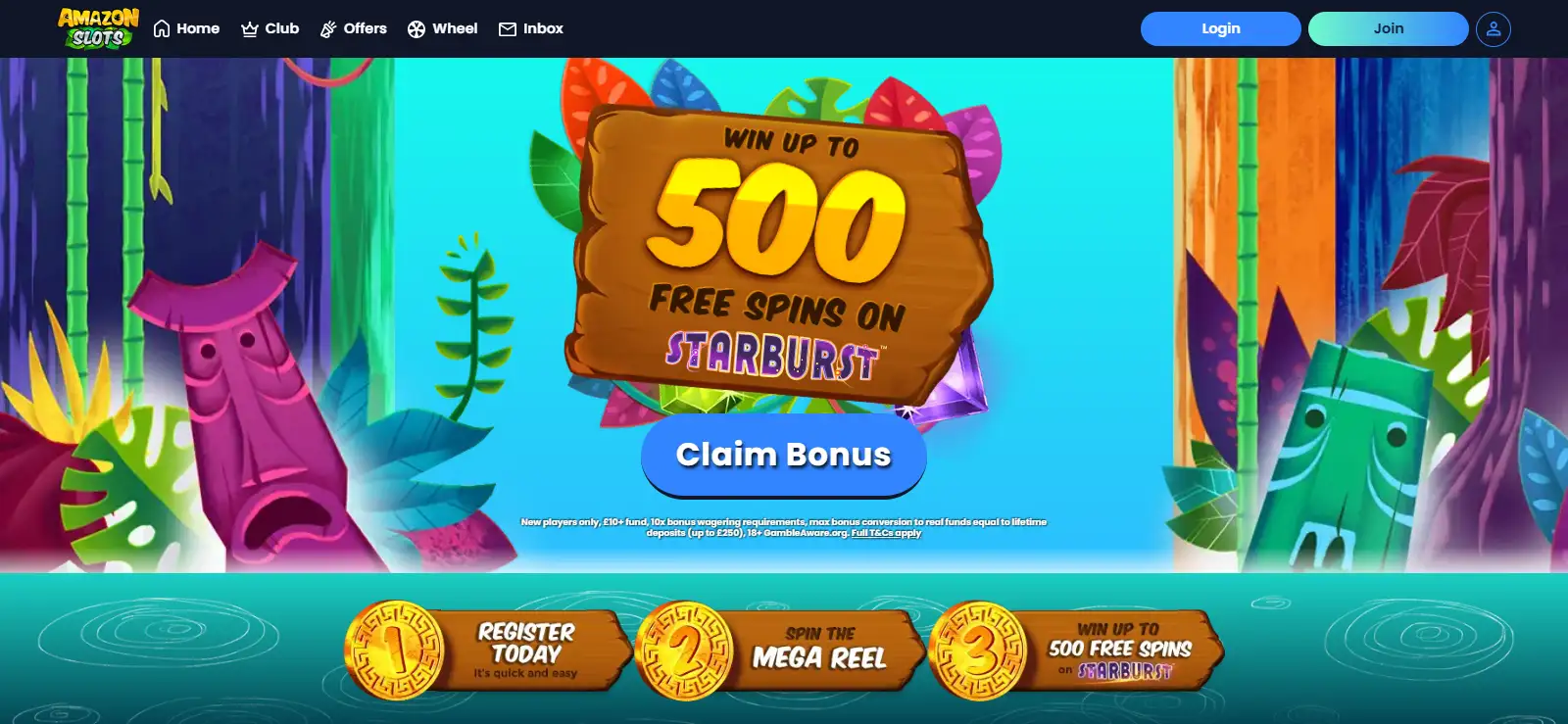 Amazon Slots homepage and current casino interface